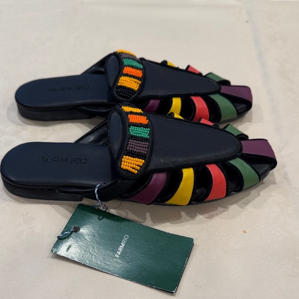 FARM Rio Multicolor Beaded Mules - Picture 2 of 5